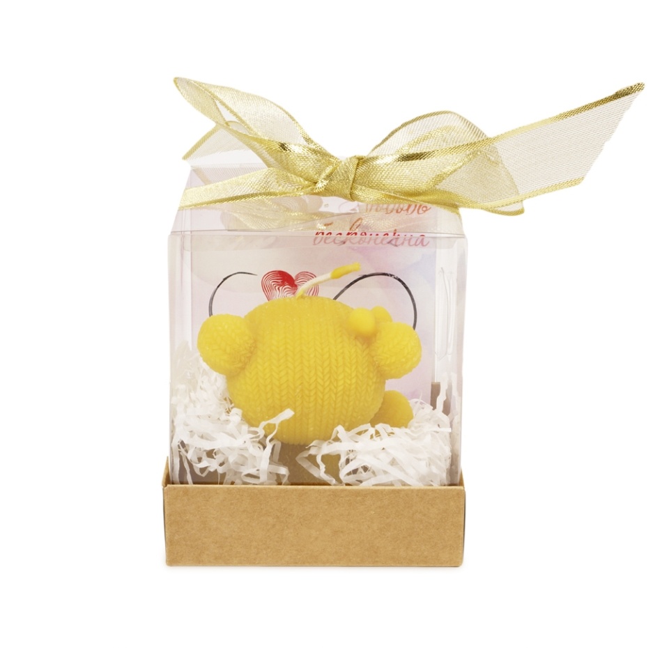 

Свеча восковая Мишка с сердцем натурального цвета 1 шт