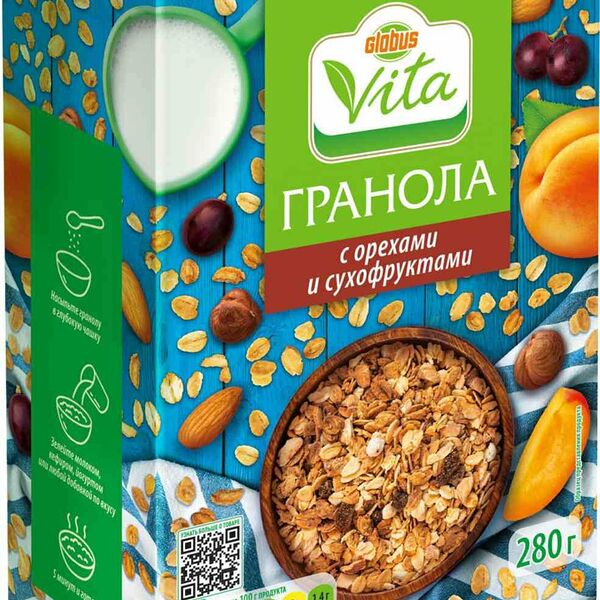 Гранола Глобус Вита с орехами и сухофруктами
