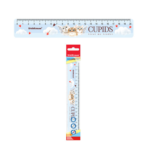 Линейка пластиковая 20см ErichKrause Cupids, флоупак 57859