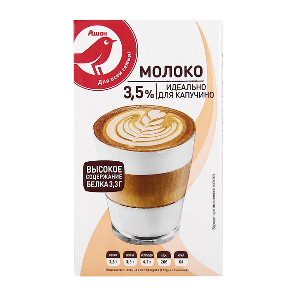 Молоко АШАН Красная птица ультрапастеризованное 3,5%