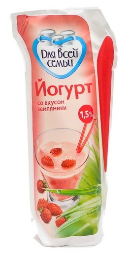 

Йогурт питьевой Для всей семьи земляника 1.5% 450 г