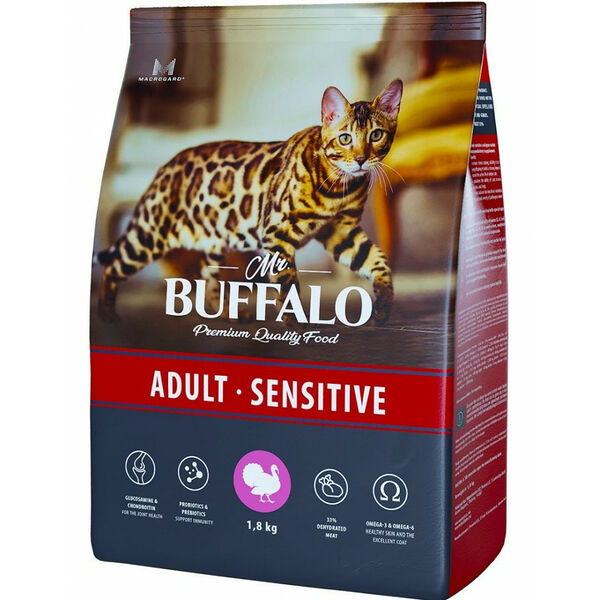 Mr. Buffalo Adult sensitive с индейкой для кошек с чувствительным пищеварением 400 г