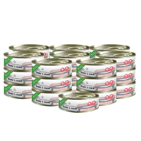 Корм для стерилизованных кошек DUKE'S FARM из ягненка с брусникой и шпинатом 100г (упаковка - 24 шт)
