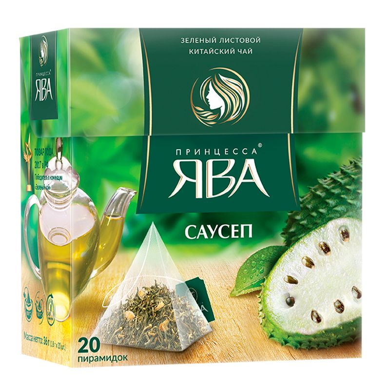 

Чай зеленый Принцесса Ява с ароматом саусепа и яблоком в пирамидках, 20 шт