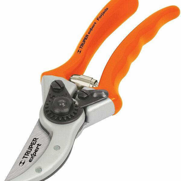 Секатор Truper T-45X, профессиональный, с храповым механизмом, сталь, алюминий, оранжевый