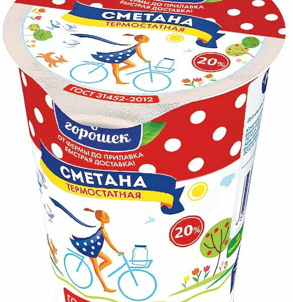 Сметана Платье в горошек 20%