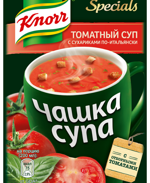 Суп томатный по-итальянски Knorr Чашка супа с сухариками