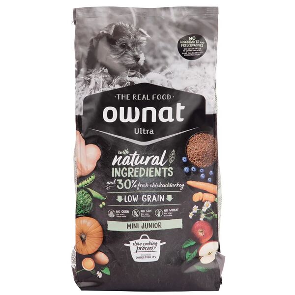 ULTRA сухой корм Ownat для щенков мелких пород, с курицей и индейкой, 1 кг 