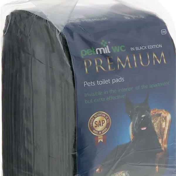 Пеленка-туалет с гелем 8 шт подстилка впитывающая черная 60х90 см