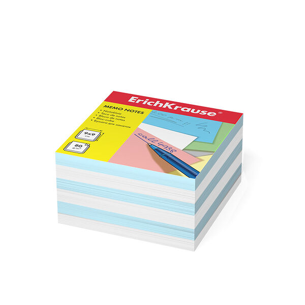 Бумага для заметок ErichKrause, 90x90x50 мм, белый, в пластиковой подставке 2716