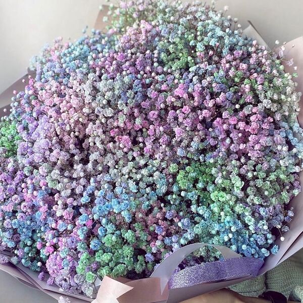 Букет из радужной гипсофилы
