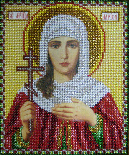 В314 Набор для вышивания бисером Кроше 'Св. Лариса'12х14,5 см