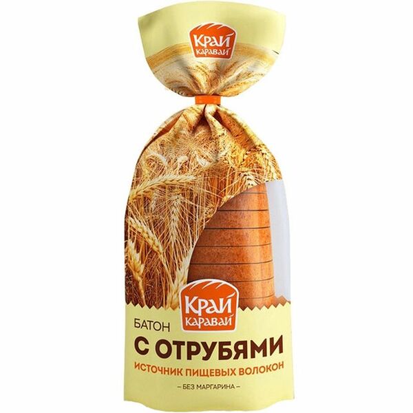 Батон Край Каравай с отрубями в нарезке, 250г