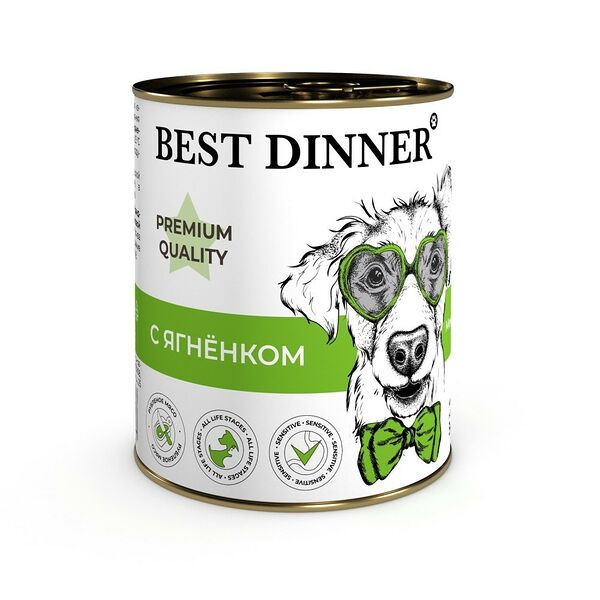 Консервы для собак Best Dinner Premium Меню №1 для собак и щенков со вкусом ягненка 340г