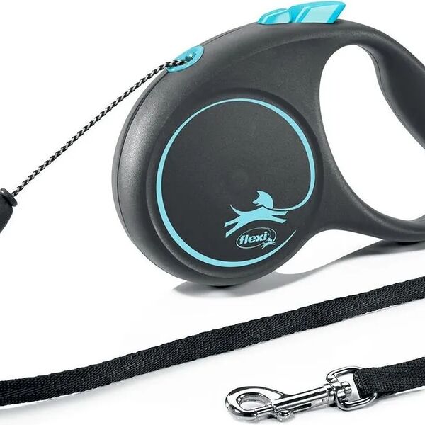 Рулетка Flexi BLACK DESIGN для собак до 25 кг M трос 5 м, синяя