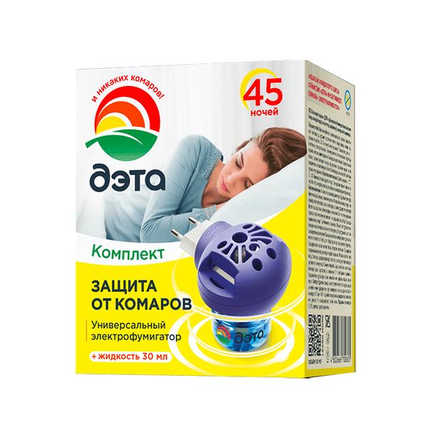 Электрофумигатор + жидкость Дэта 45 Ночей от Летающих Насекомых 30 мл+1 шт