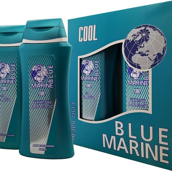 Набор подарочный Blue Marine Cool для мужчин Шампунь для волос 250мл + Гель для душа 250мл