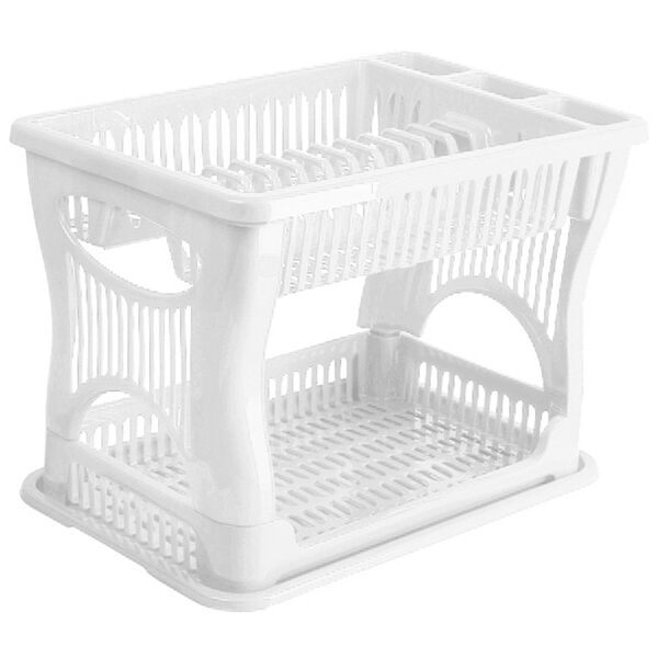 Сушилка для посуды 2-ярусная, 29х29х42 см, пластик, белая