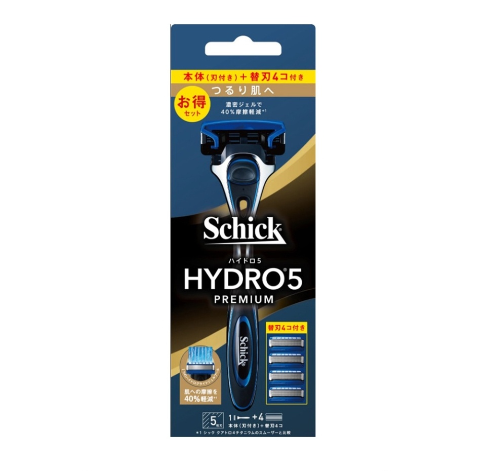 

Бритвенный станок Hydro 5 Premuim для гладкого бритья с пятью лезвиями, Schick, 1 станок, 4 сменных кассеты