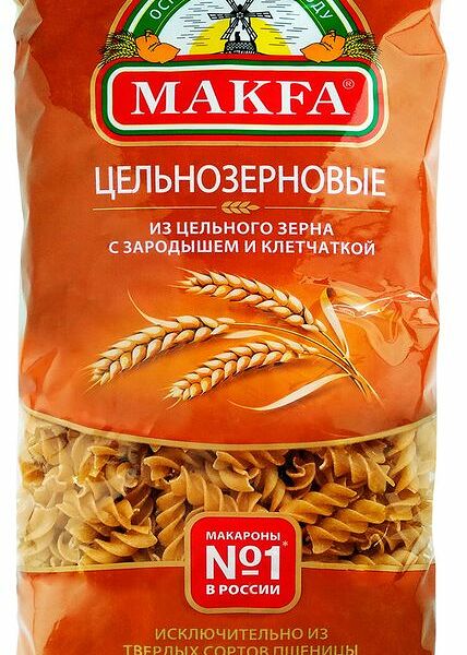 Макароны Makfa спирали цельнозерновые, 450г