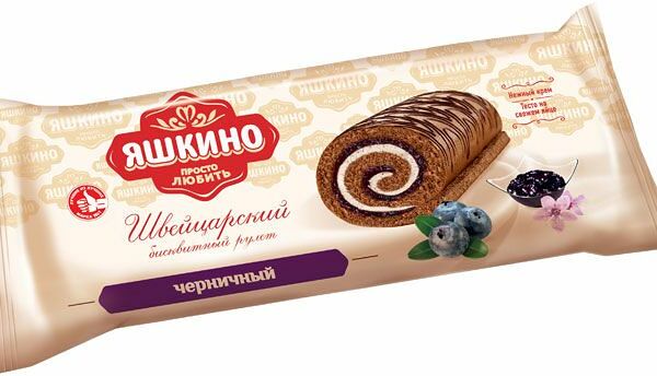 Рулет бисквитный Яшкино Швейцарский Черничный