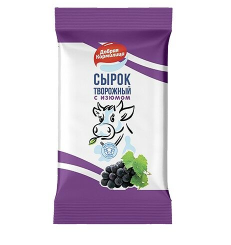 Сырок творожный с изюмом жир. 4.5 % флоупак молоко
