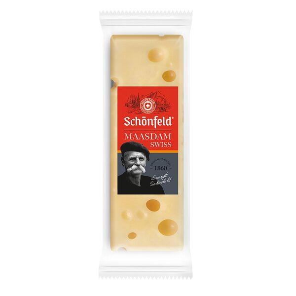 Сыр твёрдый Schonfeld Swiss Maasdam 48%