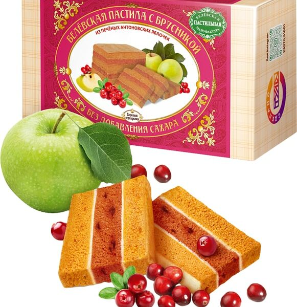 Пастила Белевская пастильная мануфактура с брусникой без сахара 180г