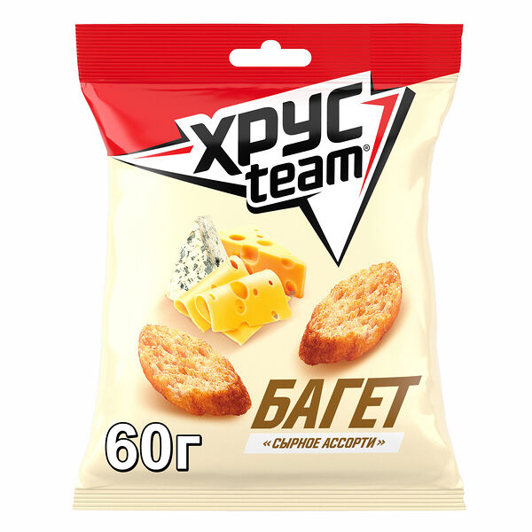 Сухарики багет ХрусTeam Сырное ассорти