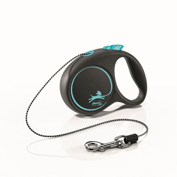 Поводок-рулетка для собак Flexi Black Design XS до 8 кг трос 3 м черный-голубой