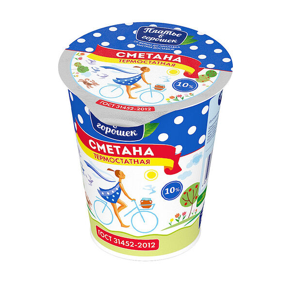 Сметана Платье в Горошек 10%