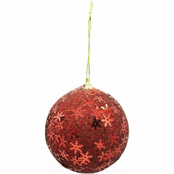 Шар ёлочный Гранатовые снежинки Маркет, 8 см