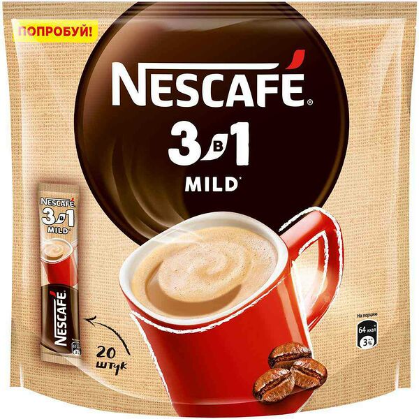 Кофе растворимый 3 в 1 Nescafe Мягкий, 20×14,5 г