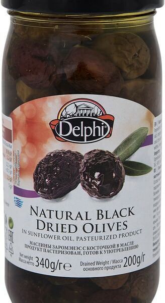 Маслины Delphi Заромэнэс с косточкой в масле 340г