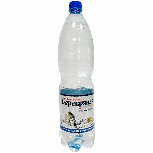 Вода Серебряная Усть-Быстра природная питьевая столовая газированная, 1.5л