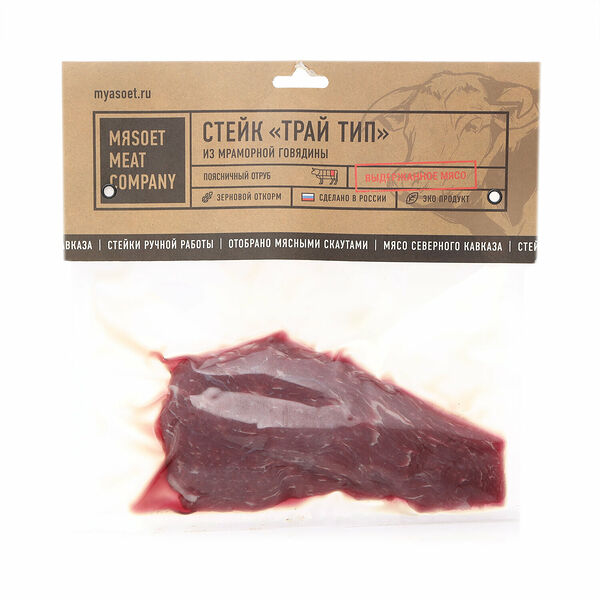 Стейк из мраморной говядины Трай Тип охлажденный ТМ Мяsoet Meat Company (Мясоет Мит Компани)