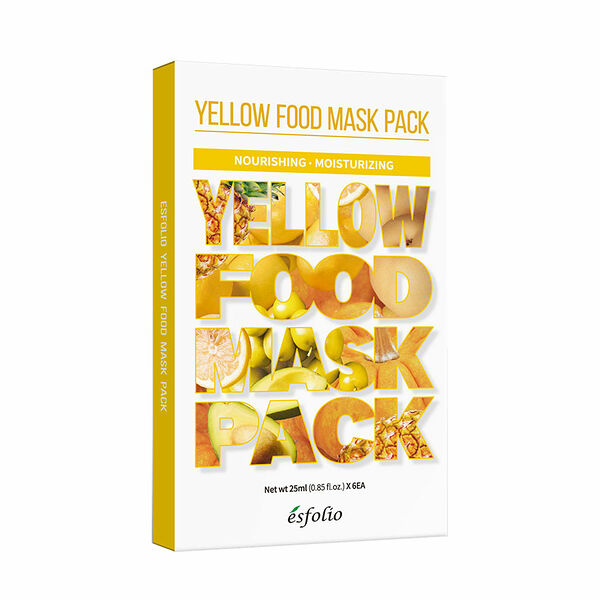 Набор масок для лица `ESFOLIO` YELLOW FOOD (с экстрактами авокадо, груши, лимона, тыквы, ананаса, оливы) 6 шт