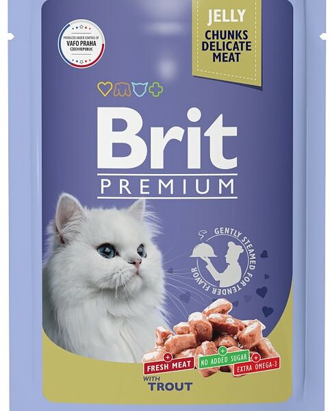 Корм для кошек Brit Premium форель в желе 85г
