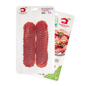 Колбаса сырокопчёная Мясной Дом Бородина Лацио, нарезка