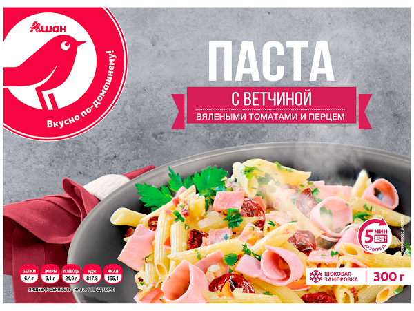 Паста АШАН Красная птица с ветчиной вялеными томатами и перцем