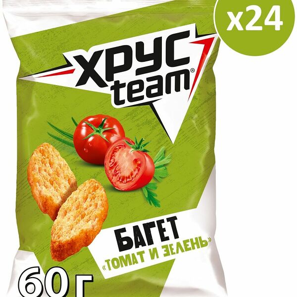 Сухарики пшеничные Хрусteam Багет Томат и зелень (24 шт)