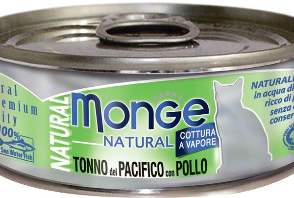 Влажный корм для кошек Monge Cat Natural Тихоокеанский тунец с курицей 80г