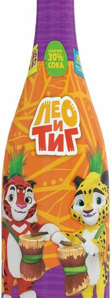 Напиток Лео и Тиг Апельсин-Мандарин-Яблоко с соком газированный обогащенный витаминами 0.75л