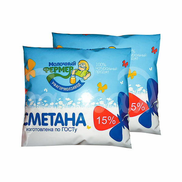 Сметана Молочный Фермер  15% 500гр пакет