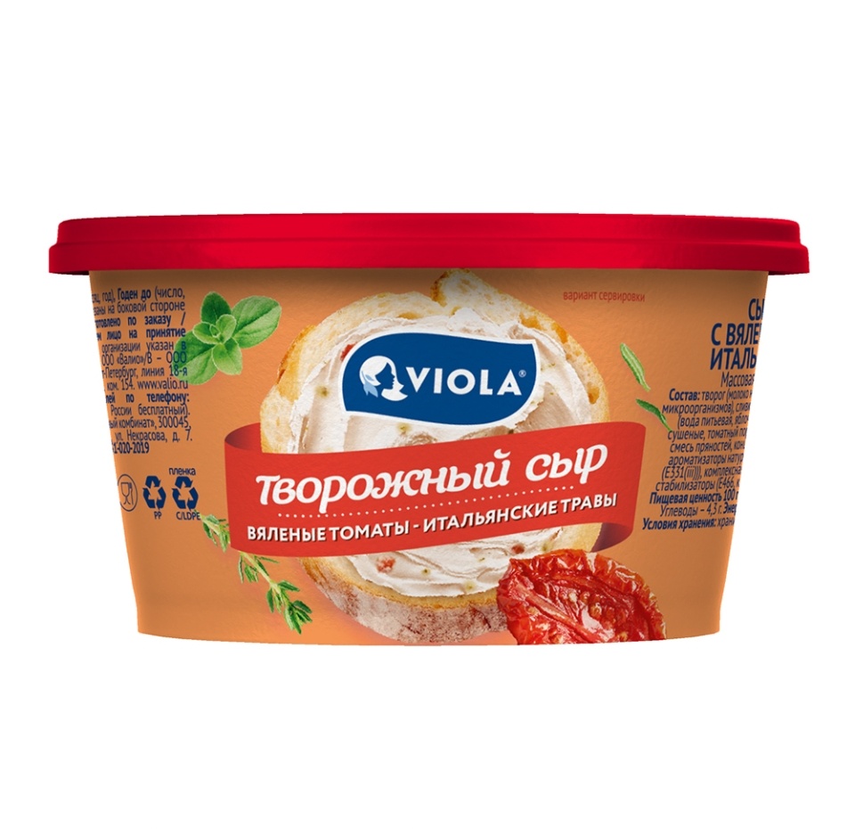 

Сыр творожный Viola с вялеными томатами и итальянскими травами 64% 150 г