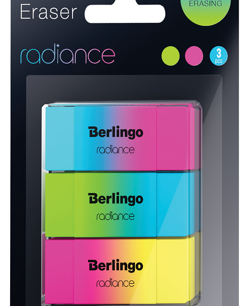 Ластик BERLINGO Radiance, прямоугольных, 5х1,8х1см, 3шт