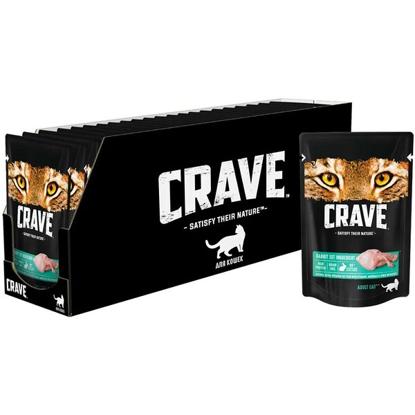 Корм для кошек CRAVE Кролик пауч 70г (упаковка - 30 шт)