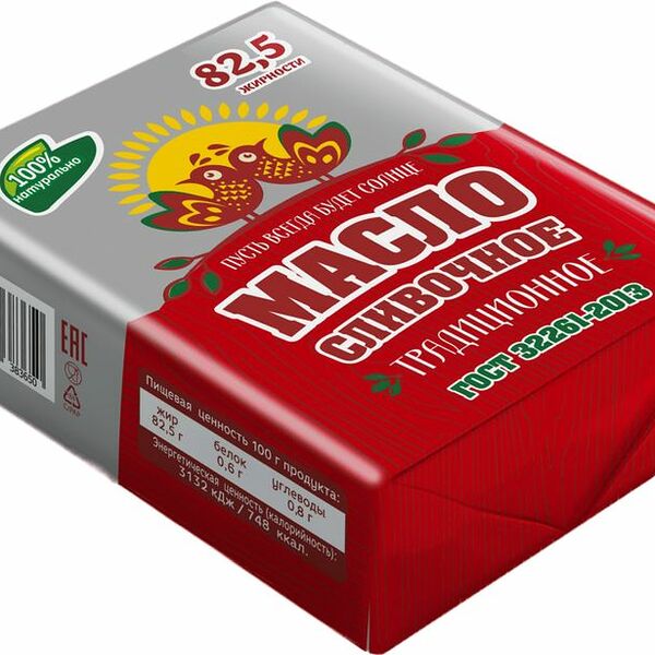 Масло Традиционное сливочное 82.5% 180г