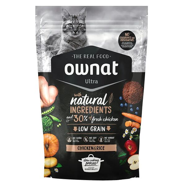 Ultra Корм Ownat для кошек, с курицей и рисом, 400 гр.