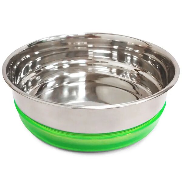 Миска для животных TRIOL металлическая с салатовой резинкой